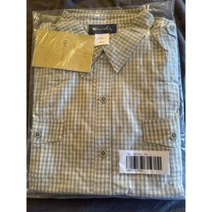 Short-Sleeve Check Utility/Safari Shirt and Capri Set. Women's L. NIB